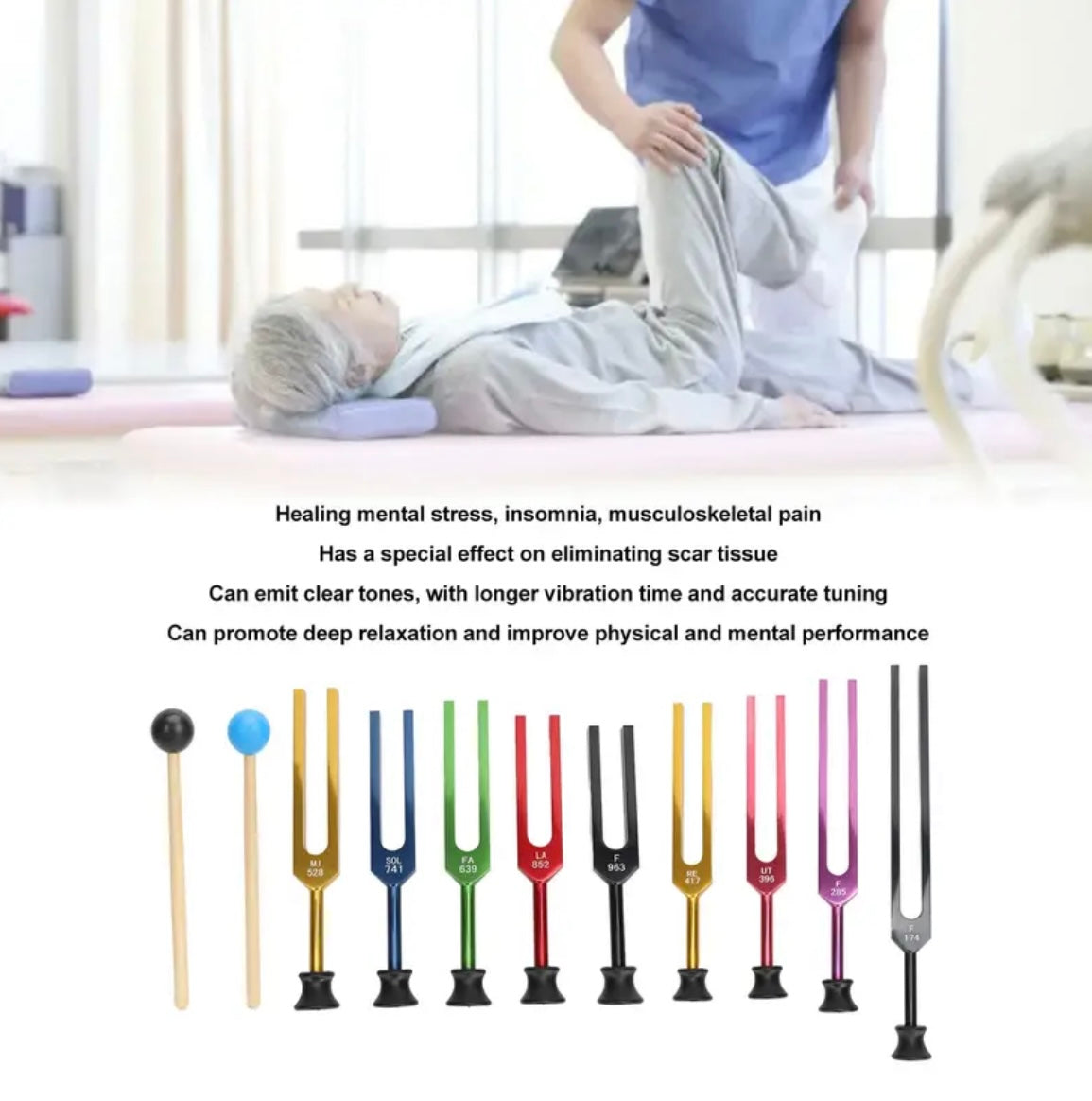 (174hz-963hz) Tuning Forks Solfeggio Frequency 9pcs (COLOR) FREE SHIPPING!!!